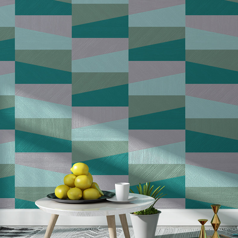 Mid Century Geometry Wallpaper Dark-Color Living Room Wall Covering, 33' x 20.5" Aqua Clearhalo 'Modern wall decor' 'Modern' 'Wallpaper' Wall Decor' 1225150