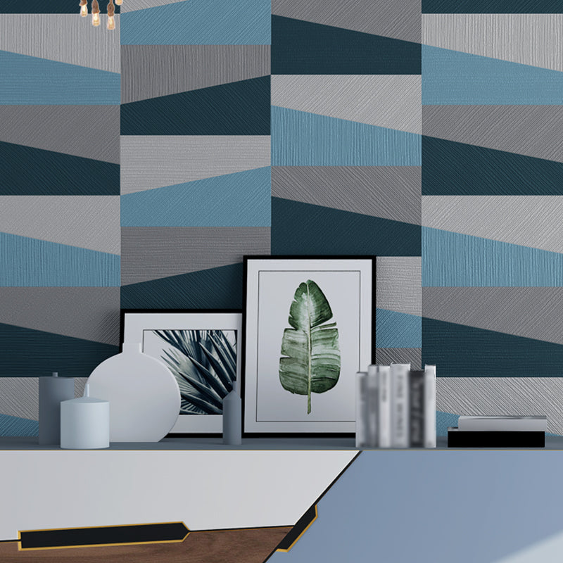Mid Century Geometry Wallpaper Dark-Color Living Room Wall Covering, 33' x 20.5" Blue Clearhalo 'Modern wall decor' 'Modern' 'Wallpaper' Wall Decor' 1225154