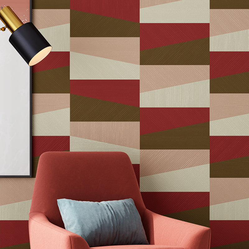 Mid Century Geometry Wallpaper Dark-Color Living Room Wall Covering, 33' x 20.5" Yellow-Red Clearhalo 'Modern wall decor' 'Modern' 'Wallpaper' Wall Decor' 1225158