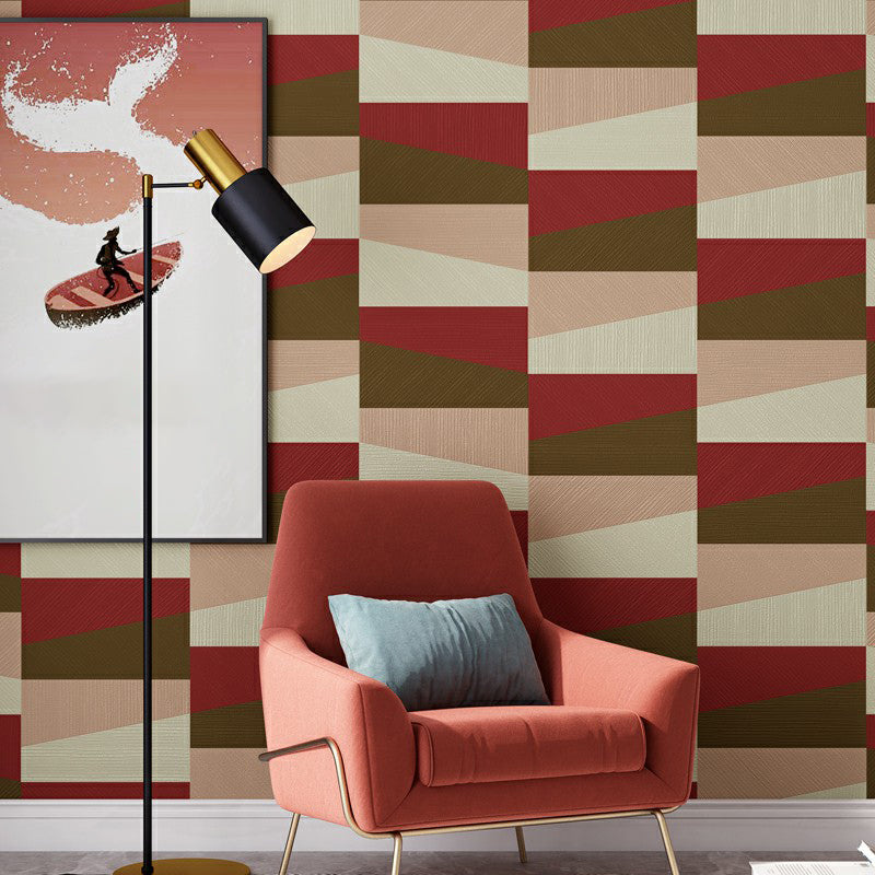 Mid Century Geometry Wallpaper Dark-Color Living Room Wall Covering, 33' x 20.5" Clearhalo 'Modern wall decor' 'Modern' 'Wallpaper' Wall Decor' 1225159
