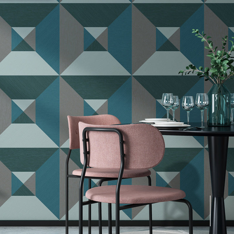 Rhombus Geometric Wallpaper Contemporary Textured Wall Art in Dark Color for Living Room Blue Clearhalo 'Modern wall decor' 'Modern' 'Wallpaper' Wall Decor' 1225165