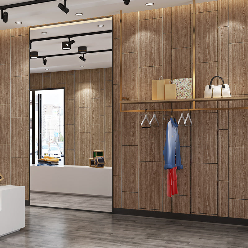 Flock Waterproof Wallpaper Rustic Wood Grain Wall Covering for Home Decoration, Unpasted Clearhalo 'Country wall decor' 'Rustic' 'Wallpaper' Wall Decor' 1225189