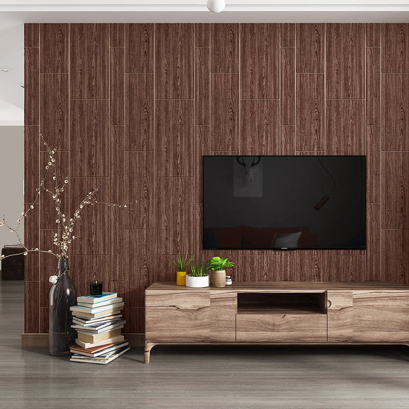 Flock Waterproof Wallpaper Rustic Wood Grain Wall Covering for Home Decoration, Unpasted Red Clearhalo 'Country wall decor' 'Rustic' 'Wallpaper' Wall Decor' 1225193