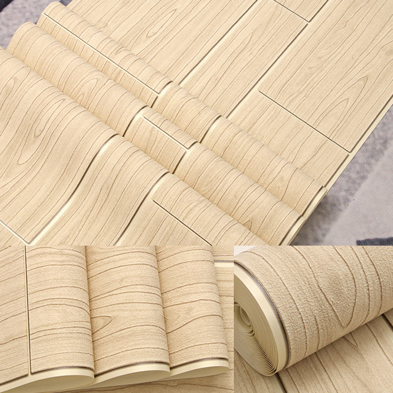 Flock Waterproof Wallpaper Rustic Wood Grain Wall Covering for Home Decoration, Unpasted Clearhalo 'Country wall decor' 'Rustic' 'Wallpaper' Wall Decor' 1225203