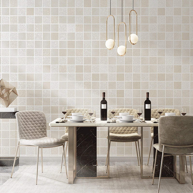 Modern Mosaic Tile Wallpaper Roll Light-Color Dining Room Wall Art, 33' L x 20.5" W Clearhalo 'Modern wall decor' 'Modern' 'Wallpaper' Wall Decor' 1225210