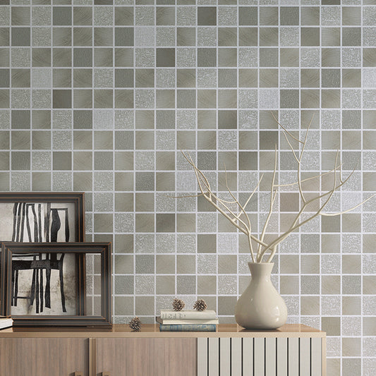 Modern Mosaic Tile Wallpaper Roll Light-Color Dining Room Wall Art, 33' L x 20.5" W Silver Gray Clearhalo 'Modern wall decor' 'Modern' 'Wallpaper' Wall Decor' 1225213