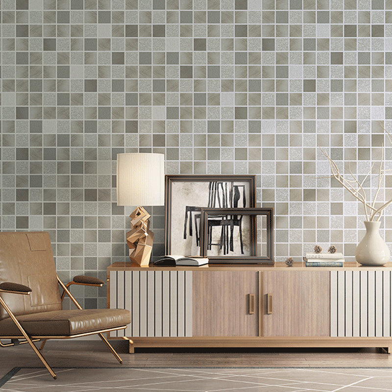 Modern Mosaic Tile Wallpaper Roll Light-Color Dining Room Wall Art, 33' L x 20.5" W Clearhalo 'Modern wall decor' 'Modern' 'Wallpaper' Wall Decor' 1225214