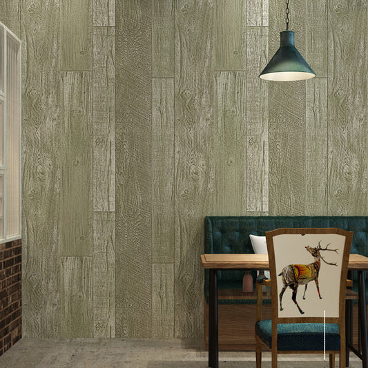 Cottage Wood Board Look Wallpaper Non-Woven Water Resistant Dark Color Wall Decor for Restaurant Light Green Clearhalo 'Industrial wall decor' 'Industrial' 'Wallpaper' Wall Decor' 1225217