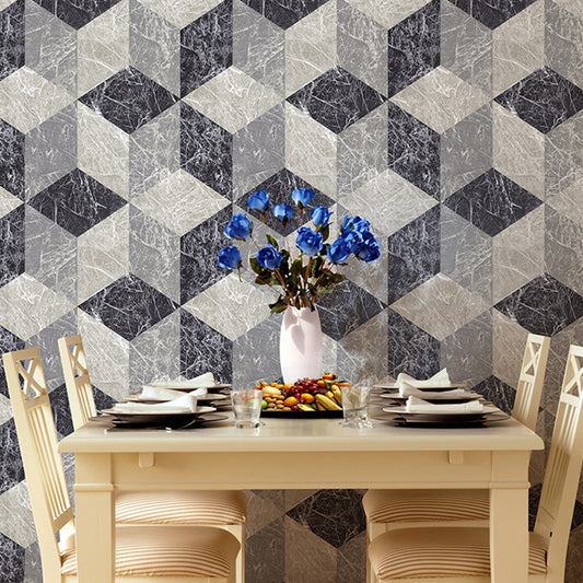 Modern Marble Wallpaper Grey Geometric Wall Art for Dining Room, Moisture Resistant Grey Clearhalo 'Modern wall decor' 'Modern' 'Wallpaper' Wall Decor' 1225228