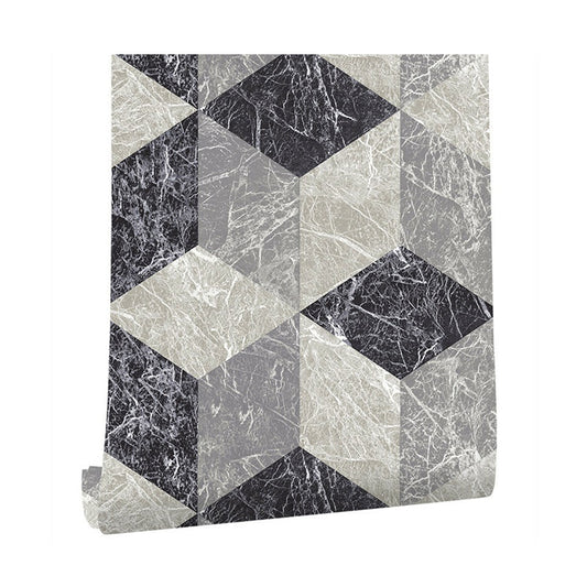 Modern Marble Wallpaper Grey Geometric Wall Art for Dining Room, Moisture Resistant Clearhalo 'Modern wall decor' 'Modern' 'Wallpaper' Wall Decor' 1225230
