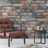 Aged Brickwork Wallpaper Dark Blue Industrial Wall Decor for Dining Room, Non-Pasted Clearhalo 'Industrial wall decor' 'Industrial' 'Wallpaper' Wall Decor' 1225233