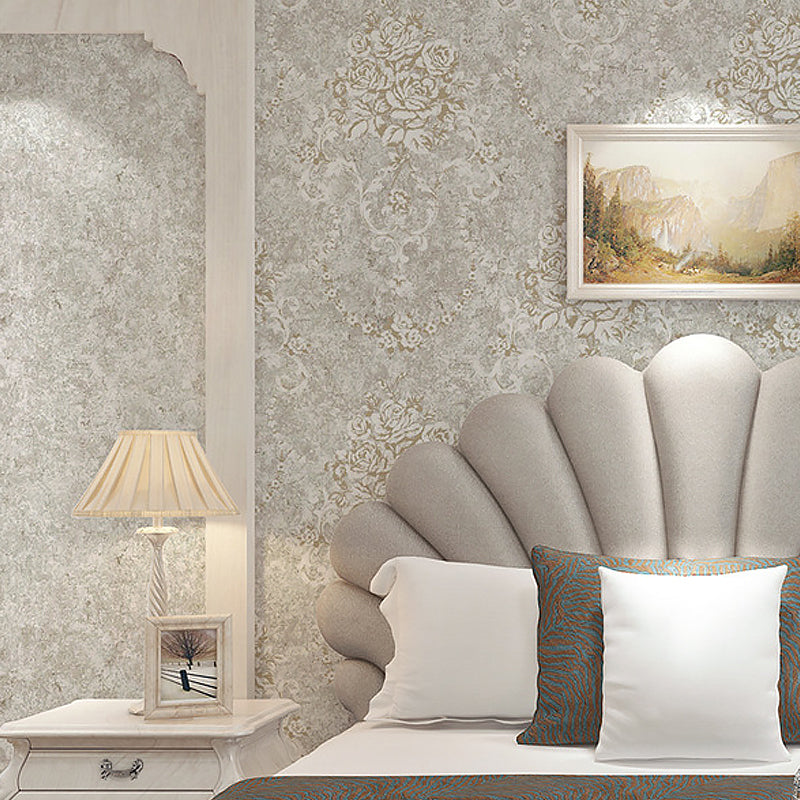 Jacquard Rose Flower Wallpaper Rustic Paper Wall Covering in Pastel Color for Accent Wall Clearhalo 'Country wall decor' 'Rustic' 'Wallpaper' Wall Decor' 1225246