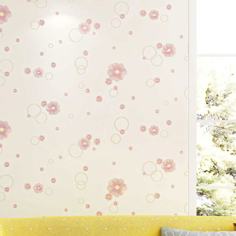 Flower-Bubble Self Adhesive Wallpaper in Soft Color Country Style Wall Decor for Home, Easy to Remove Beige Clearhalo 'Country wall decor' 'Rustic' 'Wallpaper' Wall Decor' 1225259