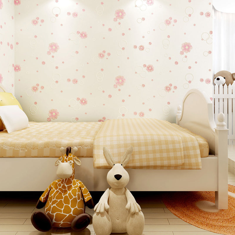Flower-Bubble Self Adhesive Wallpaper in Soft Color Country Style Wall Decor for Home, Easy to Remove Clearhalo 'Country wall decor' 'Rustic' 'Wallpaper' Wall Decor' 1225261