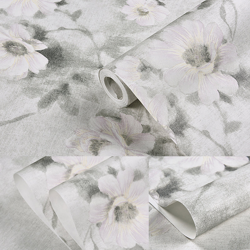 Rural Daisy Flower Wallpaper for Living Room 54.2-sq ft Wall Decor in Soft Color Clearhalo 'Country wall decor' 'Rustic' 'Wallpaper' Wall Decor' 1225277