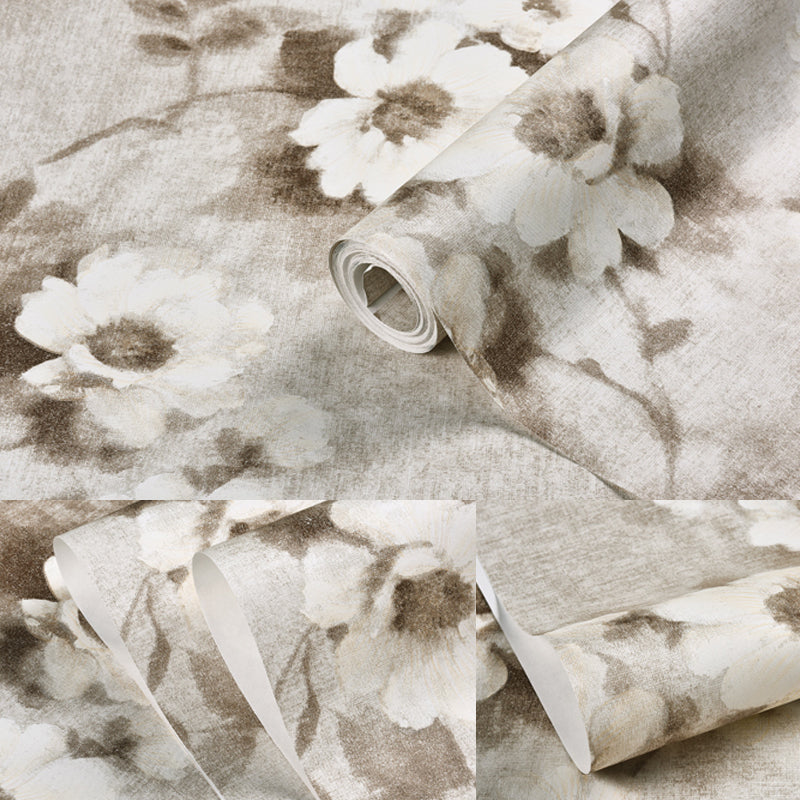 Rural Daisy Flower Wallpaper for Living Room 54.2-sq ft Wall Decor in Soft Color Clearhalo 'Country wall decor' 'Rustic' 'Wallpaper' Wall Decor' 1225281