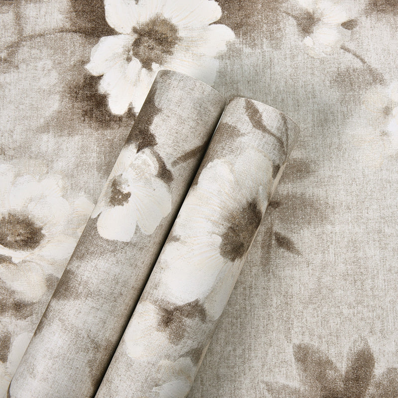 Rural Daisy Flower Wallpaper for Living Room 54.2-sq ft Wall Decor in Soft Color Clearhalo 'Country wall decor' 'Rustic' 'Wallpaper' Wall Decor' 1225282