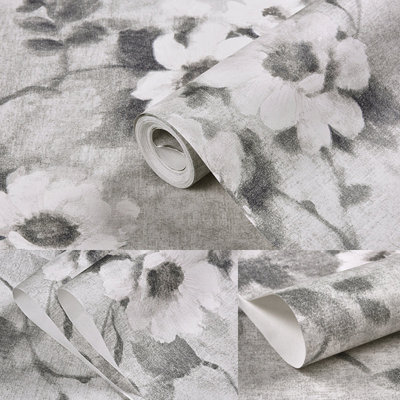 Rural Daisy Flower Wallpaper for Living Room 54.2-sq ft Wall Decor in Soft Color Clearhalo 'Country wall decor' 'Rustic' 'Wallpaper' Wall Decor' 1225289