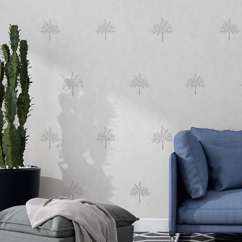 Waterproof Tree Pattern Wallpaper 31' L x 20.5" W Farmhouse Wall Art for Living Room Light Gray Clearhalo 'Country wall decor' 'Rustic' 'Wallpaper' Wall Decor' 1225292