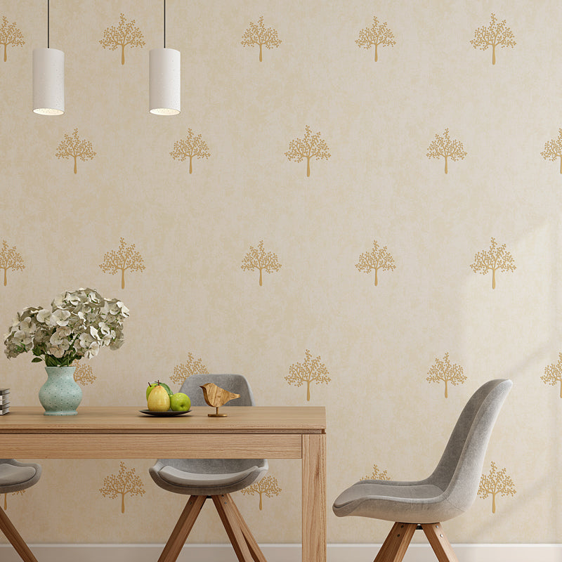 Waterproof Tree Pattern Wallpaper 31' L x 20.5" W Farmhouse Wall Art for Living Room Light Yellow Clearhalo 'Country wall decor' 'Rustic' 'Wallpaper' Wall Decor' 1225296