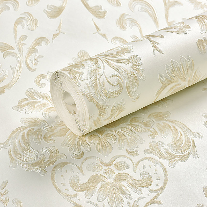 Leaf Jacquard Wallpaper Roll Luxurious Embossed Wall Covering in Soft Color for Accent Wall Clearhalo 'Wall Decor' 'Wallpaper' 1225323