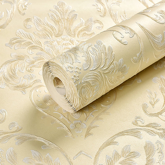 Leaf Jacquard Wallpaper Roll Luxurious Embossed Wall Covering in Soft Color for Accent Wall Clearhalo 'Wall Decor' 'Wallpaper' 1225326