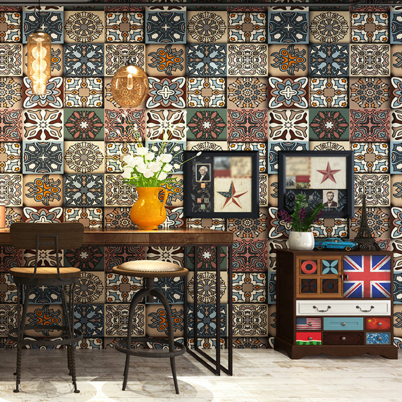 Bohemia Square Wallpaper Roll Multicolored Geometric Wall Covering for Dining Room Clearhalo 'Wall Decor' 'Wallpaper' 1225378