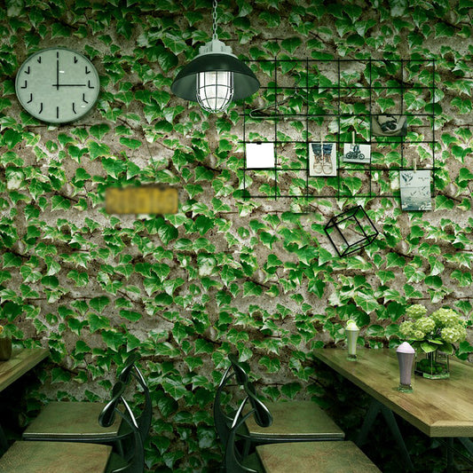 Creeper Plant Wallpaper Roll Countryside Smooth Wall Decor in Dark Color, Waterproof Green Clearhalo 'Industrial wall decor' 'Industrial' 'Wallpaper' Wall Decor' 1225391