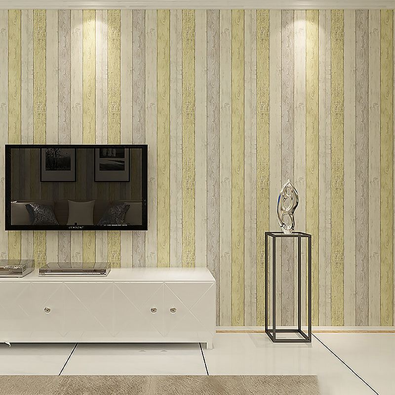 Yellow Wood Plank Wallpaper Roll Moisture-Resistant Cottage Living Room Wall Decor Clearhalo 'Country wall decor' 'Rustic' 'Wallpaper' Wall Decor' 1225410