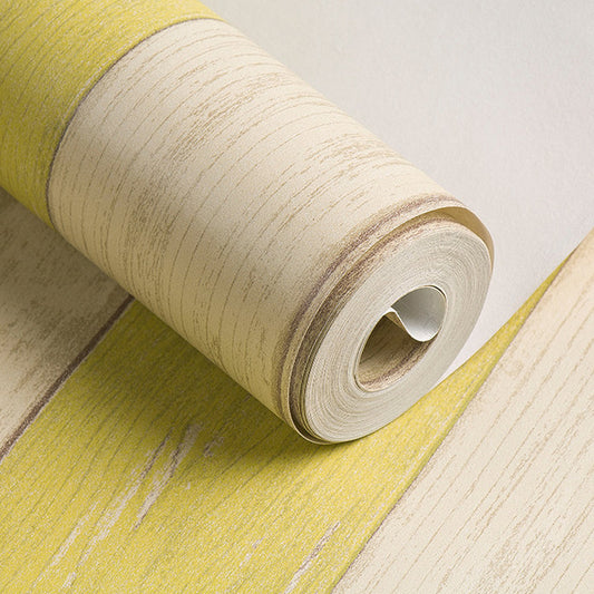 Yellow Wood Plank Wallpaper Roll Moisture-Resistant Cottage Living Room Wall Decor Clearhalo 'Country wall decor' 'Rustic' 'Wallpaper' Wall Decor' 1225411