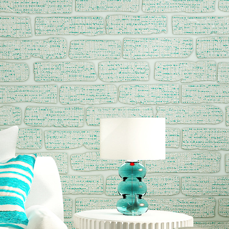 Construction Brick Wallpaper Roll Contemporary Flock Wall Covering in Dark Color Light Blue Clearhalo 'Modern wall decor' 'Modern' 'Wallpaper' Wall Decor' 1225455