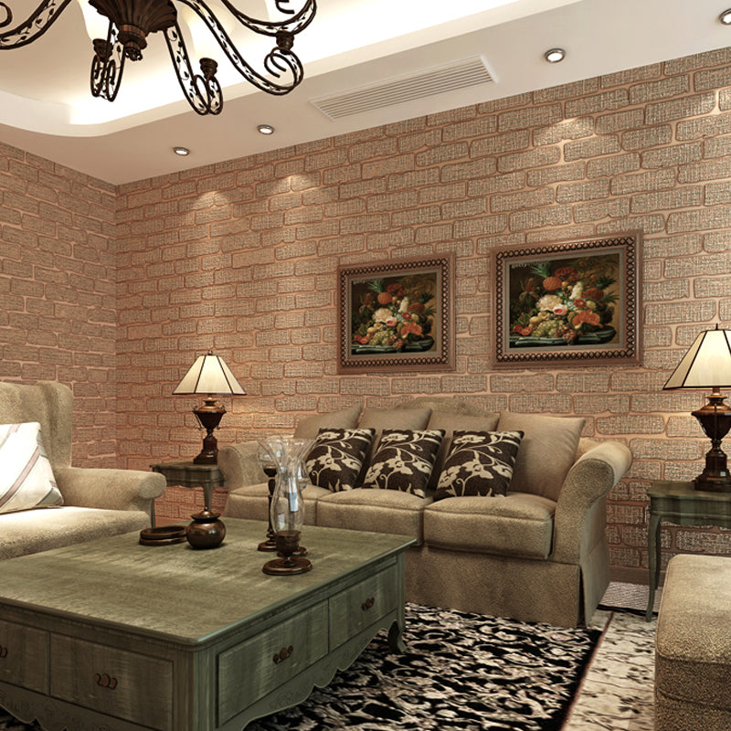 Construction Brick Wallpaper Roll Contemporary Flock Wall Covering in Dark Color Clearhalo 'Modern wall decor' 'Modern' 'Wallpaper' Wall Decor' 1225473