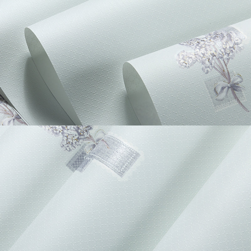 Floral Print Wallpaper Light-Color Cottage Wall Covering for Living Room, 57.1-sq ft Clearhalo 'Country wall decor' 'Rustic' 'Wallpaper' Wall Decor' 1225522