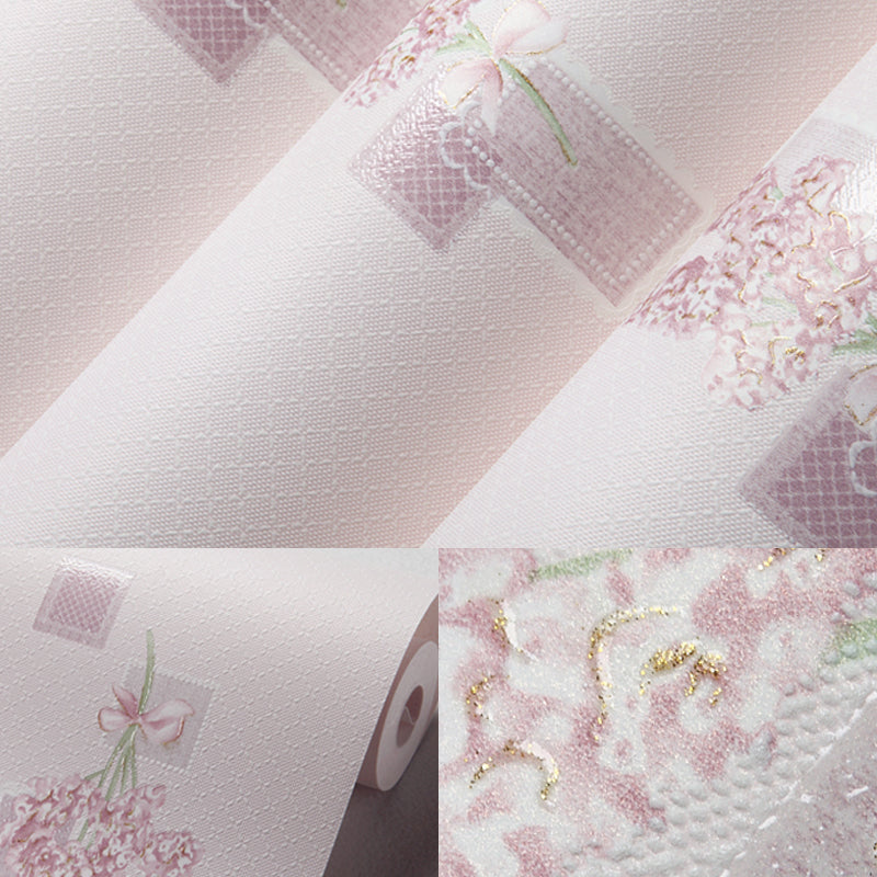 Floral Print Wallpaper Light-Color Cottage Wall Covering for Living Room, 57.1-sq ft Clearhalo 'Country wall decor' 'Rustic' 'Wallpaper' Wall Decor' 1225526