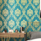 Medallion Damask Wallpaper Roll Luxe 3D Embossed Wall Decor in Bright Color, 54.2-sq ft Blue Clearhalo 'Wall Decor' 'Wallpaper' 1225536
