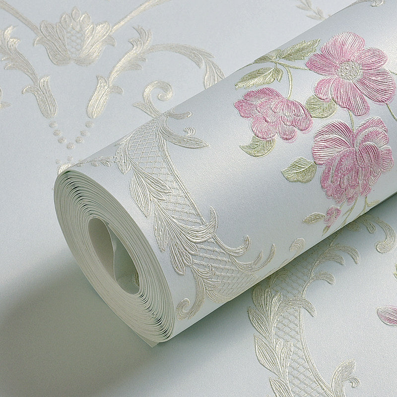 54.2-sq ft Embroidered Flower Wallpaper Soft-Color Non-Woven Wall Decor with Moisture Resistant Design Clearhalo 'Country wall decor' 'Rustic' 'Wallpaper' Wall Decor' 1225549