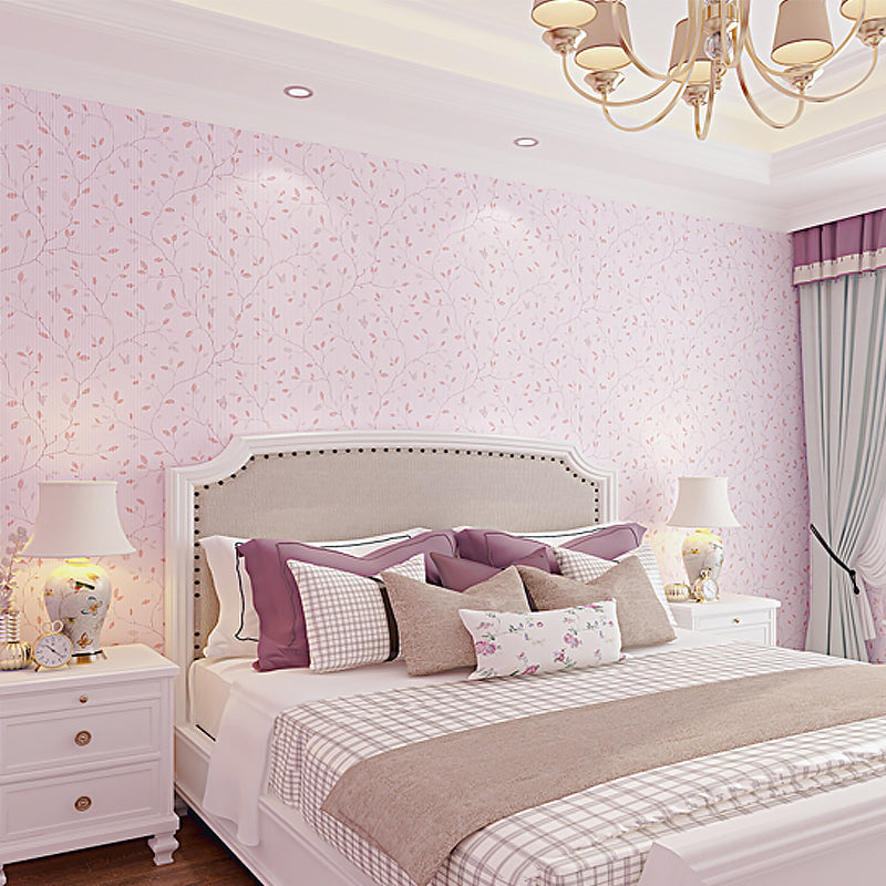 Rustic Sprig Print Wallpaper for Dining Room 54.2-sq ft Wall Art in Pastel Color Pink Clearhalo 'Country wall decor' 'Rustic' 'Wallpaper' Wall Decor' 1225561