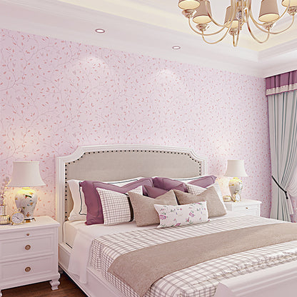 Rustic Sprig Print Wallpaper for Dining Room 54.2-sq ft Wall Art in Pastel Color Pink Clearhalo 'Country wall decor' 'Rustic' 'Wallpaper' Wall Decor' 1225561