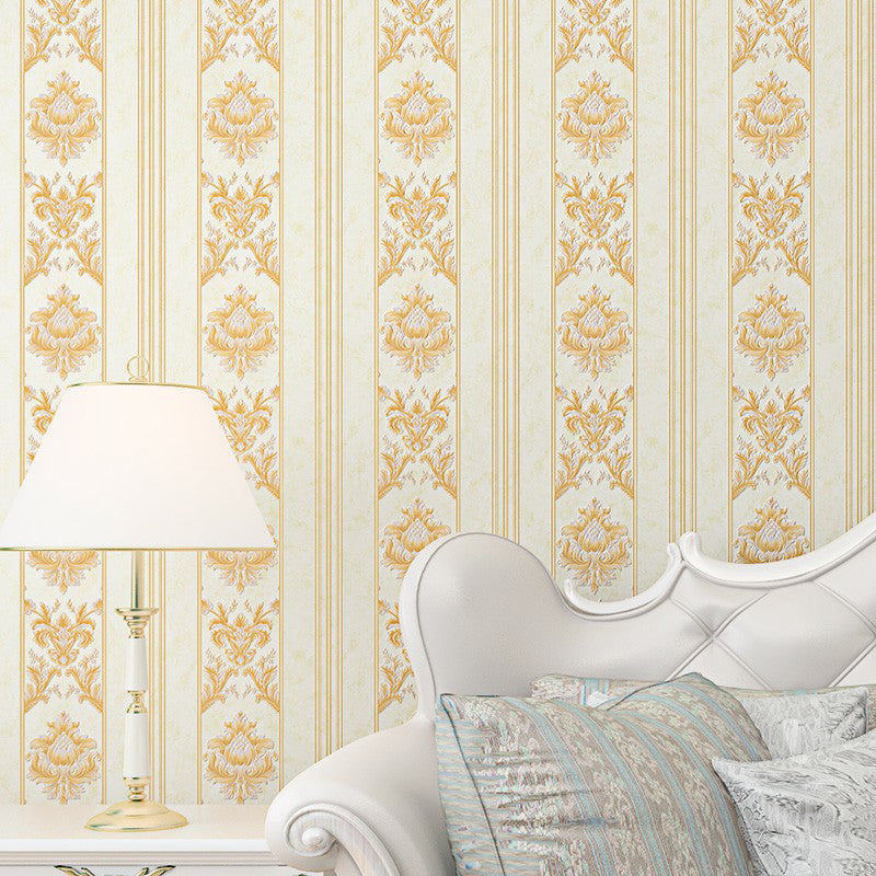 Victorian Damask Striped Wallpaper Soft-Color Waterproof Wall Decor for Living Room Light Gold Clearhalo 'Wall Decor' 'Wallpaper' 1225578