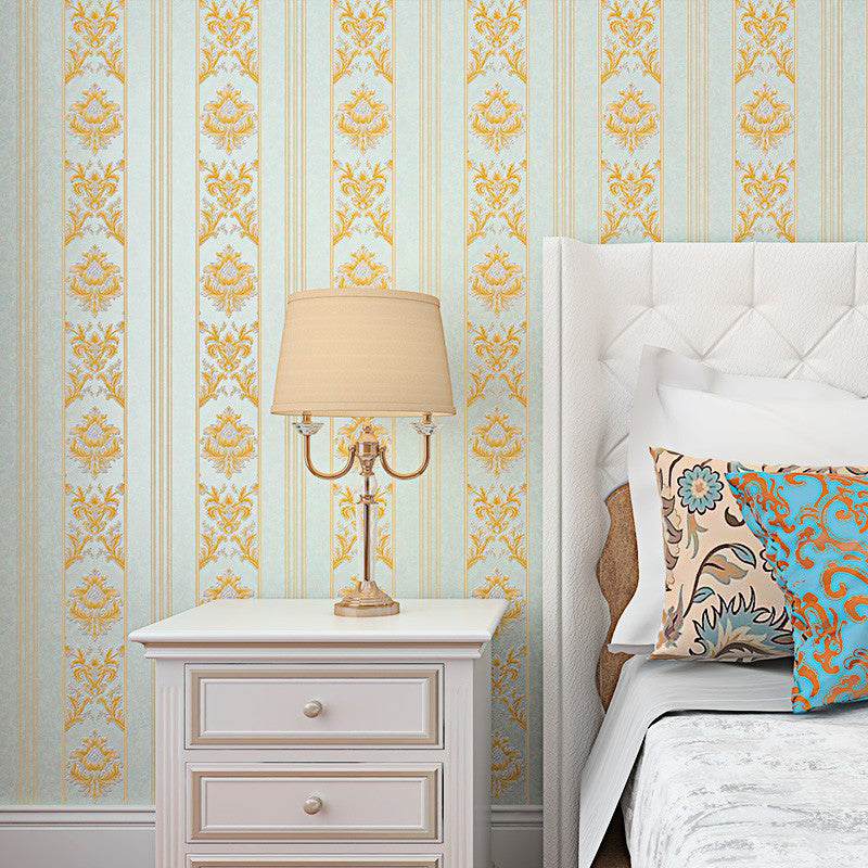 Victorian Damask Striped Wallpaper Soft-Color Waterproof Wall Decor for Living Room Green Clearhalo 'Wall Decor' 'Wallpaper' 1225581