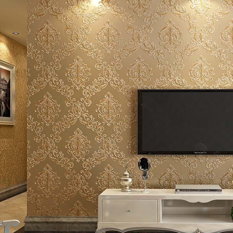 Luxurious Foliage Wallpaper Pastel Color Jacquard Wall Art for Bedroom Decoration Light Coffee Clearhalo 'Wall Decor' 'Wallpaper' 1225584