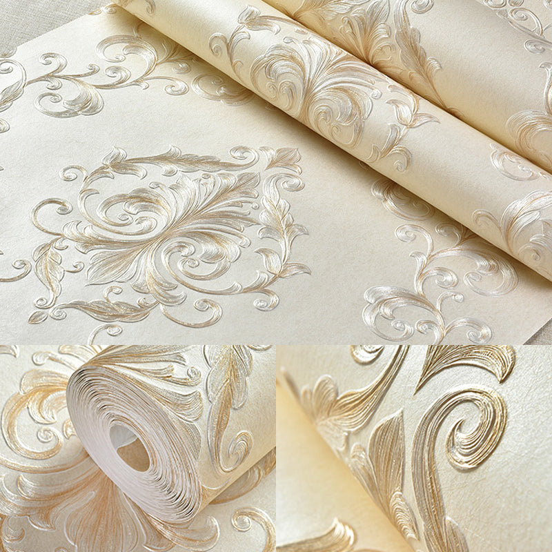 Luxurious Foliage Wallpaper Pastel Color Jacquard Wall Art for Bedroom Decoration Clearhalo 'Wall Decor' 'Wallpaper' 1225591