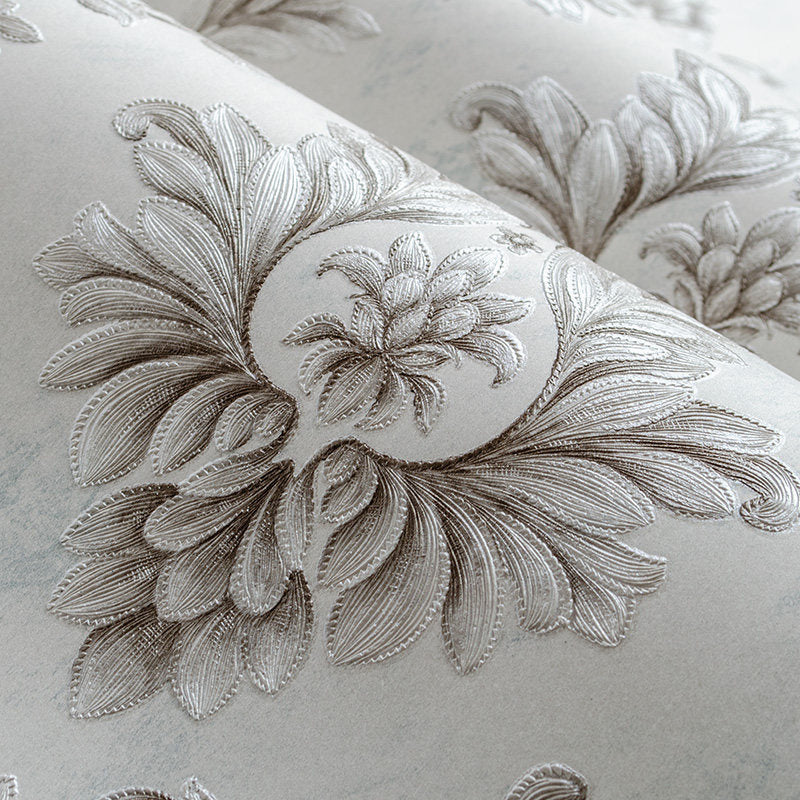 Light-Color Leaf Wallpaper Roll Jacquard Glam Moisture Resistant Wall Art for Bedroom Clearhalo 'Wall Decor' 'Wallpaper' 1225597