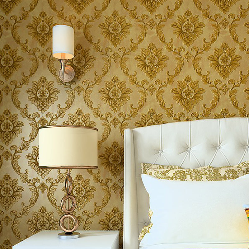 Light-Color Leaf Wallpaper Roll Jacquard Glam Moisture Resistant Wall Art for Bedroom Gold Clearhalo 'Wall Decor' 'Wallpaper' 1225602