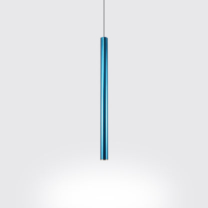 Silver/Red/Blue Metal Slim Ceiling Light Nordic Simple Style Bar Suspension Pendant Light in Warm/White, 12"/19.5"/23.5" High Blue Clearhalo 'Ceiling Lights' 'Modern Pendants' 'Modern' 'Pendant Lights' 'Pendants' Lighting' 122817