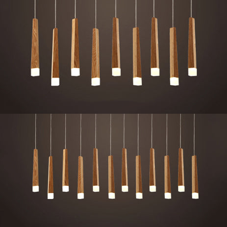 Matchstick Dining Room LED Pendant Light Wood 1/5/7-Light Ceiling Light Fixture with Diffuser in Warm/White Light Clearhalo 'Ceiling Lights' 'Pendant Lights' 'Pendants' Lighting' 122920