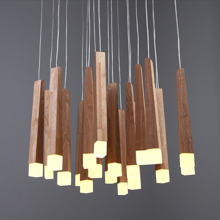 Matchstick Dining Room LED Pendant Light Wood 1/5/7-Light Ceiling Light ...