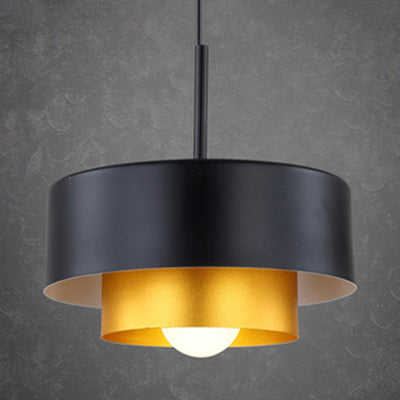 Tiered Drum Suspension Lamp Modern Metal 1 Bulb Black/Brown Ceiling Pendant Light for Dining Room with Acrylic Diffuser Black Clearhalo 'Ceiling Lights' 'Modern Pendants' 'Modern' 'Pendant Lights' 'Pendants' Lighting' 124003