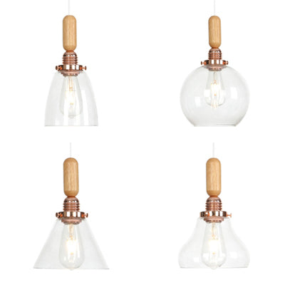 Globe/Cone/Small Bell Pendant Lighting Vintage Clear Glass 1 Light Rose Gold/Chrome Hanging Lamp with Adjustable Cord Clearhalo 'Ceiling Lights' 'Glass shade' 'Glass' 'Modern Pendants' 'Modern' 'Pendant Lights' 'Pendants' Lighting' 125273