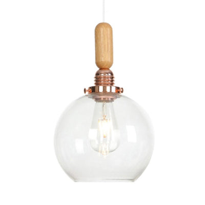 Globe/Cone/Small Bell Pendant Lighting Vintage Clear Glass 1 Light Rose Gold/Chrome Hanging Lamp with Adjustable Cord Rose Gold B Clearhalo 'Ceiling Lights' 'Glass shade' 'Glass' 'Modern Pendants' 'Modern' 'Pendant Lights' 'Pendants' Lighting' 125275